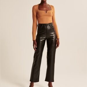 Abercrombie & Fitch Black Leather Straight Leg Pants
